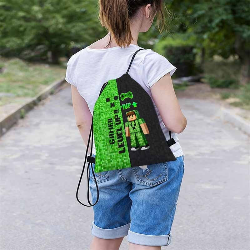 TEMU 1pc Gamer Graphic Print Backpack | Hard-wearing Oxford Softshell, Portable, Practical Pockets, Travel, Cartoon Pattern, Drawstring Closure, Material