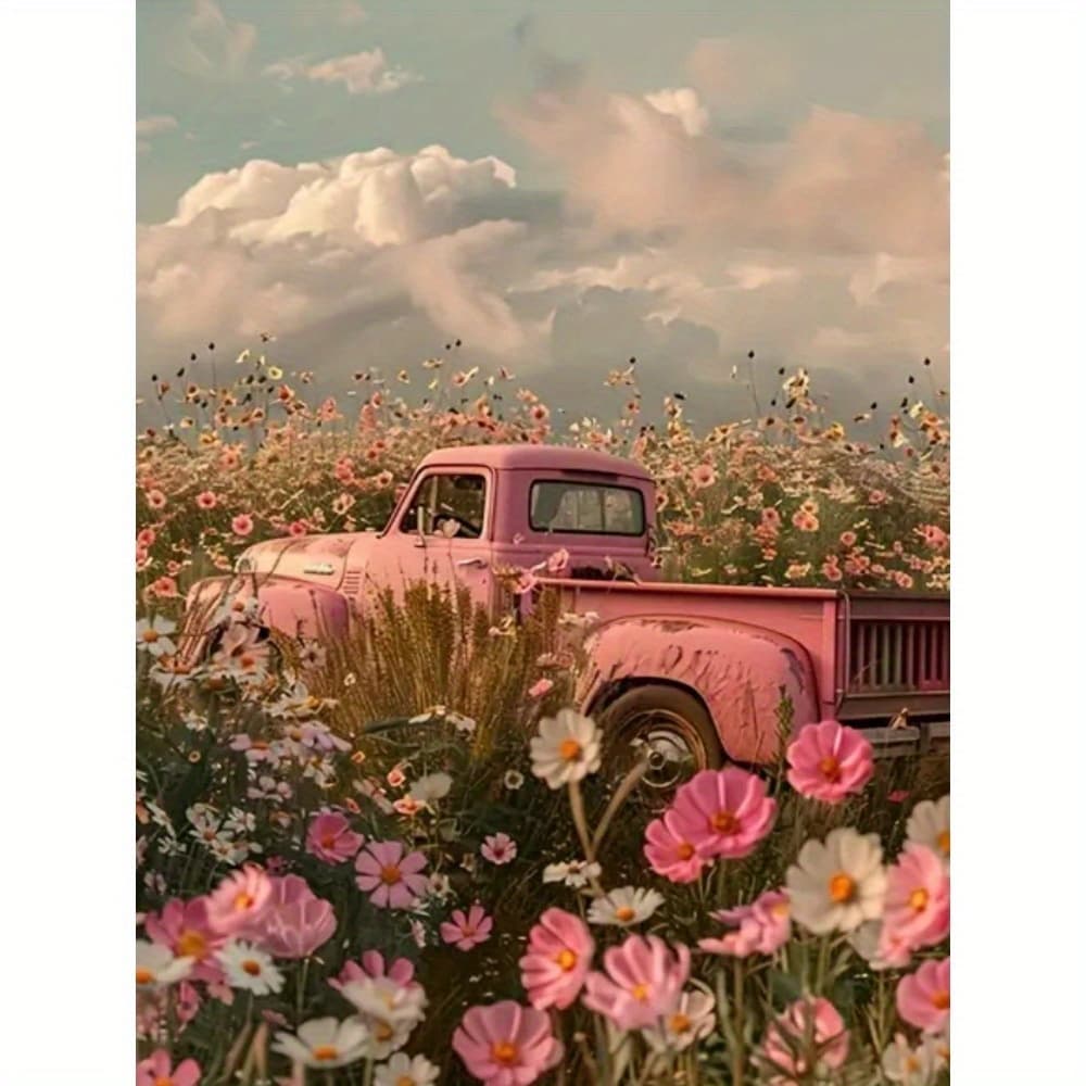 TEMU 30*40cm/11.8*15.7in Flower Sea Car Diamond Painting Full Diamond Mosaic Art Pictures 5d Diy Handmade Gift Home Decoration