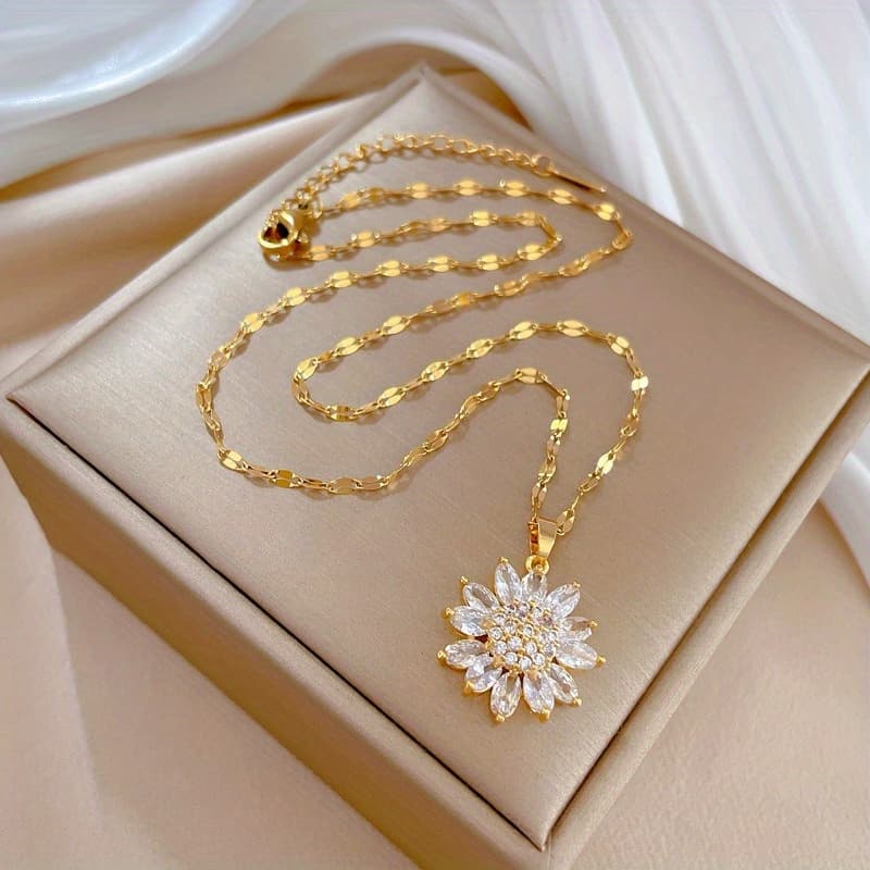 TEMU Elegant Pendant Necklace Featuring A Sparkling , Perfect For Daily Wear Or Special Occasions