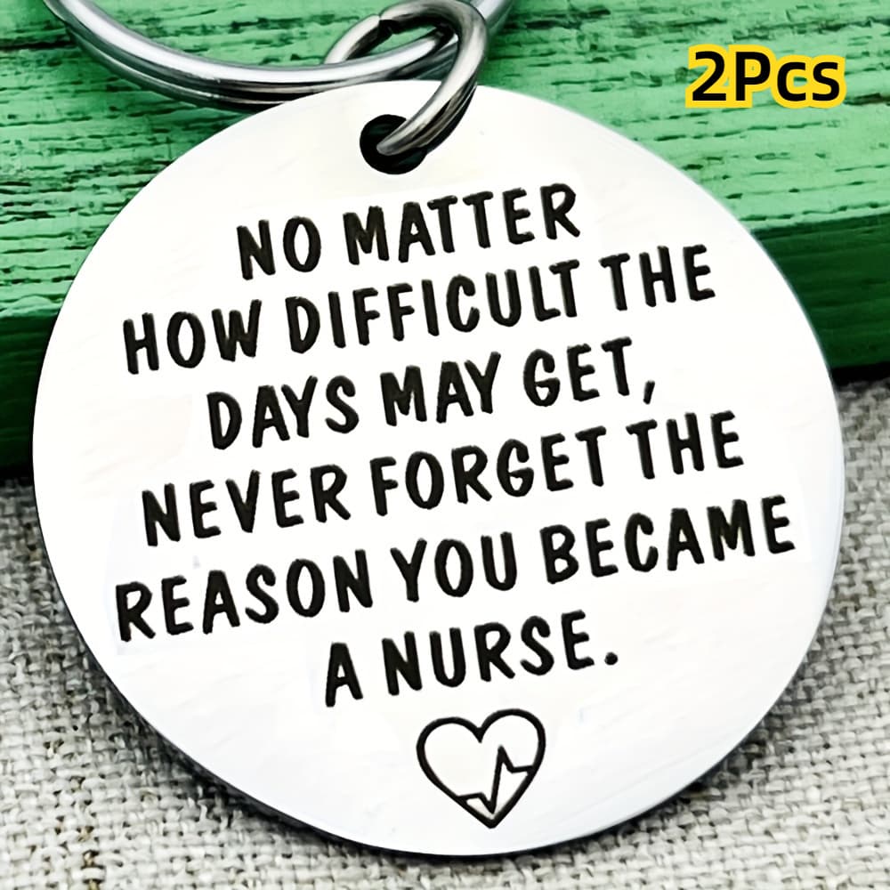 TEMU 2pcs Stainless Steel Nurse Keychain - Perfect Graduation Or Appreciation Gift For Nurses, Rn, Lpn, And Nurse Practitioners