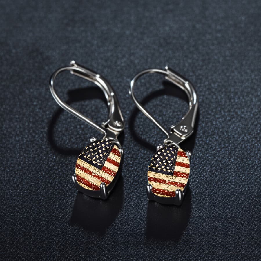 TEMU 2pcs American Flag Earrings Star Earrings Patriotic Earrings National Earrings Oval Earrings Wood Texture Earrings Jewelry Accessories Unique Jewelry Gifts Gifts Everyday Gifts