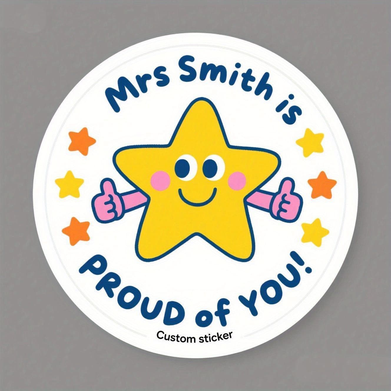 TEMU 48/96-pack Custom Encouragement Stickers: Smiling Stars/ Of You! | Customizable Name - Teacher Recognition Reward Stickers, Paper Material