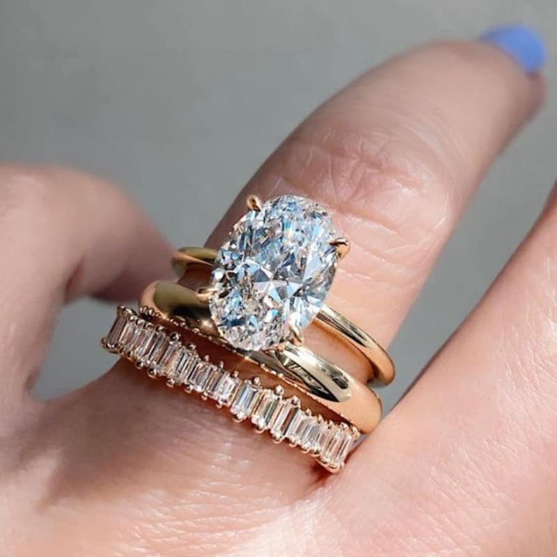 TEMU 3 Elegant Stacked Rings Per Set, Set With Sparkling Artificial Synthetic Zirconia Engagement/wedding Rings, Banquet Decorations, Luxurious Jewelry