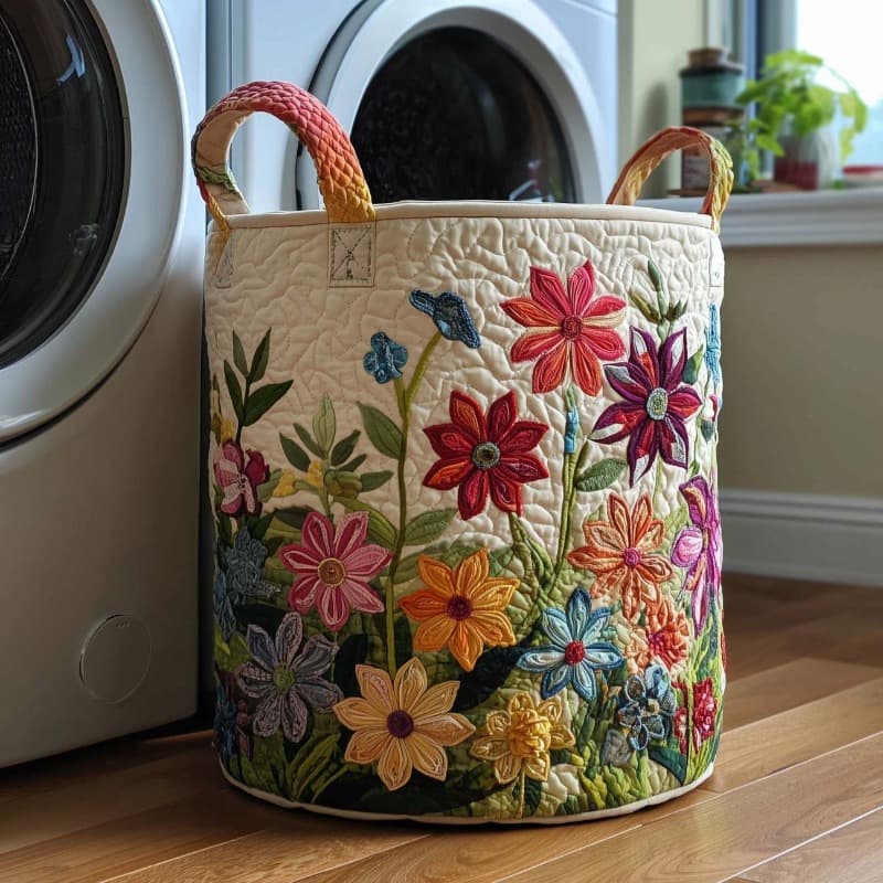 TEMU Quilted Dirty Laundry Basket, Large-capacity Denim Laundry Basket, With Handles, Foldable Storage Box For Bedroom, Bathroom, Or Cabin., Laundry Baskets
