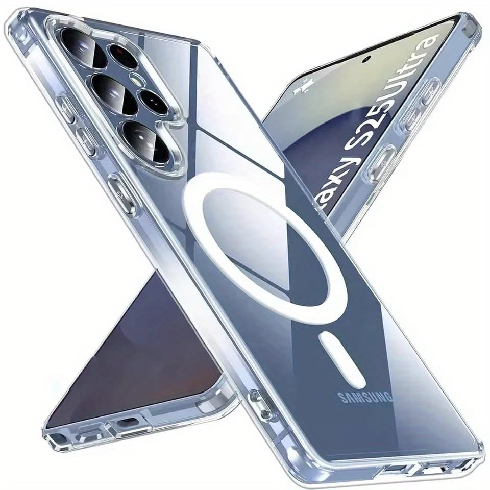 TEMU Phone Case: Transparent Acrylic Cover Designed For Magsafe, Suitable For Galaxy S25 Ultra, S24, S22 Plus, S23, S21 Fe, A16, A15, A35, A55, Featuring Magnetic