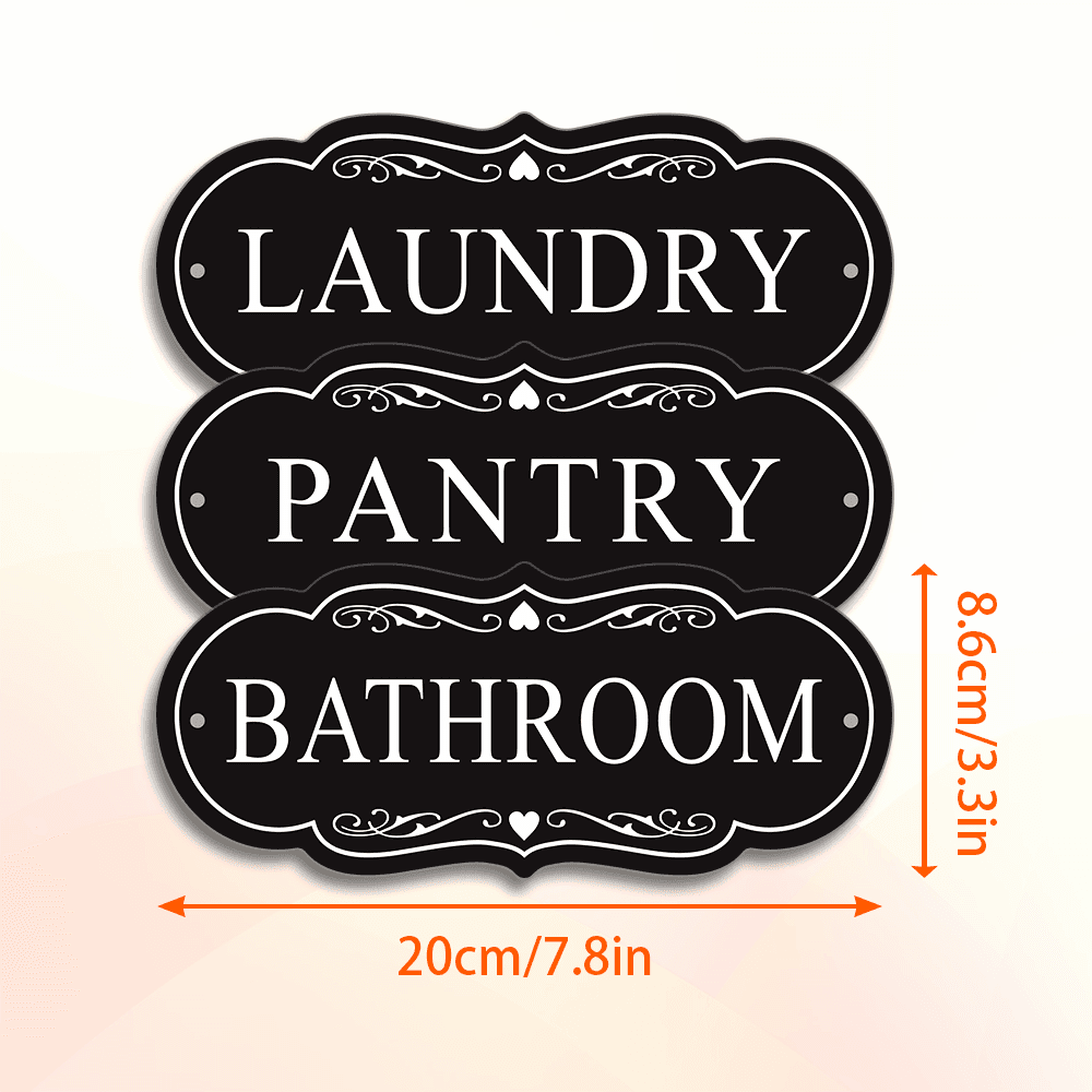 TEMU Pack Of 3 - Bathroom Number - Laundry Number - Storage - Elegant And Elegant Design - 7.8 * 3.3 Inches - Waterproof And Fade Resistant, Durable