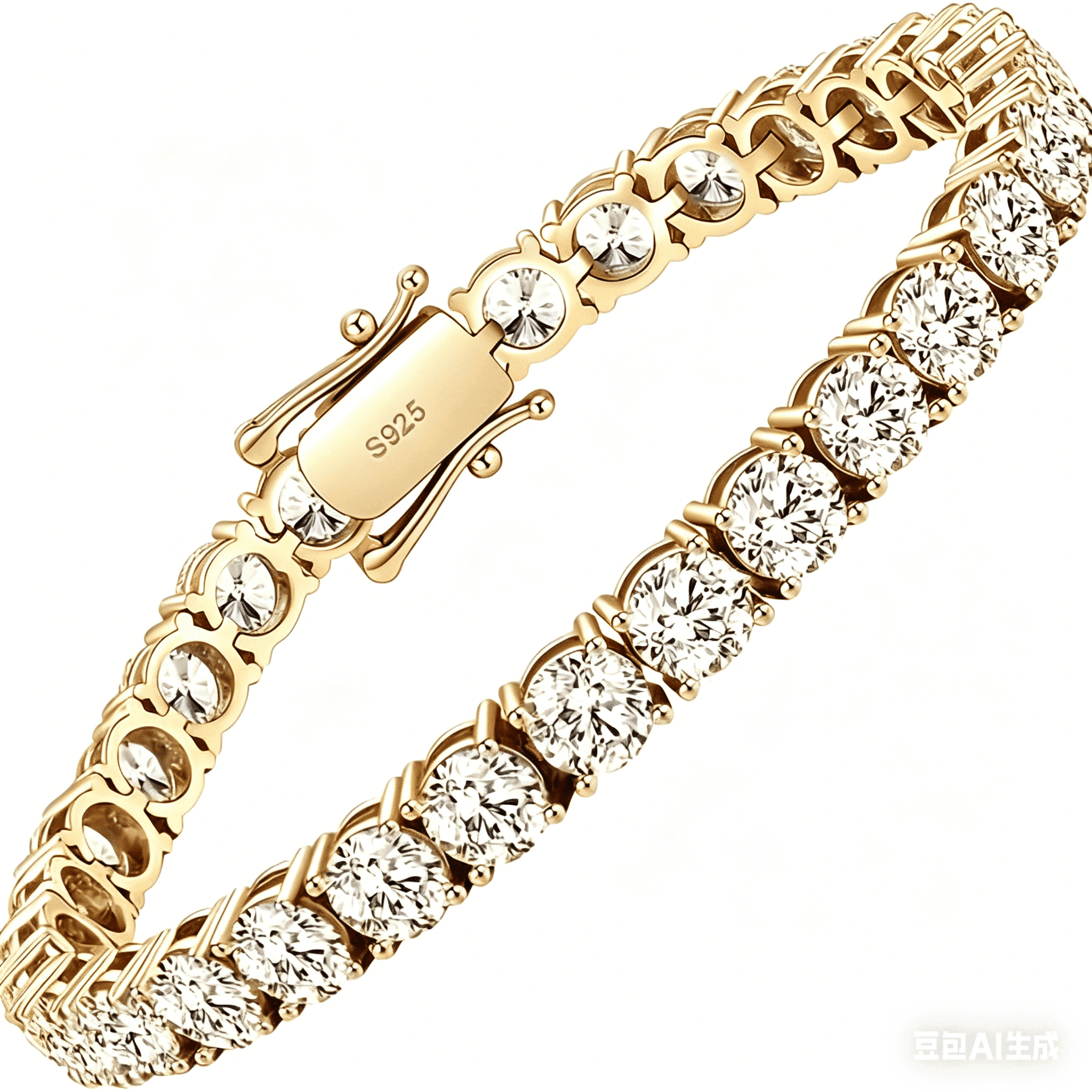 TEMU Laboratory Women's White 925 Silver Men's Round Cut Bracelet Jewelry Gift, Father's Day Gift!