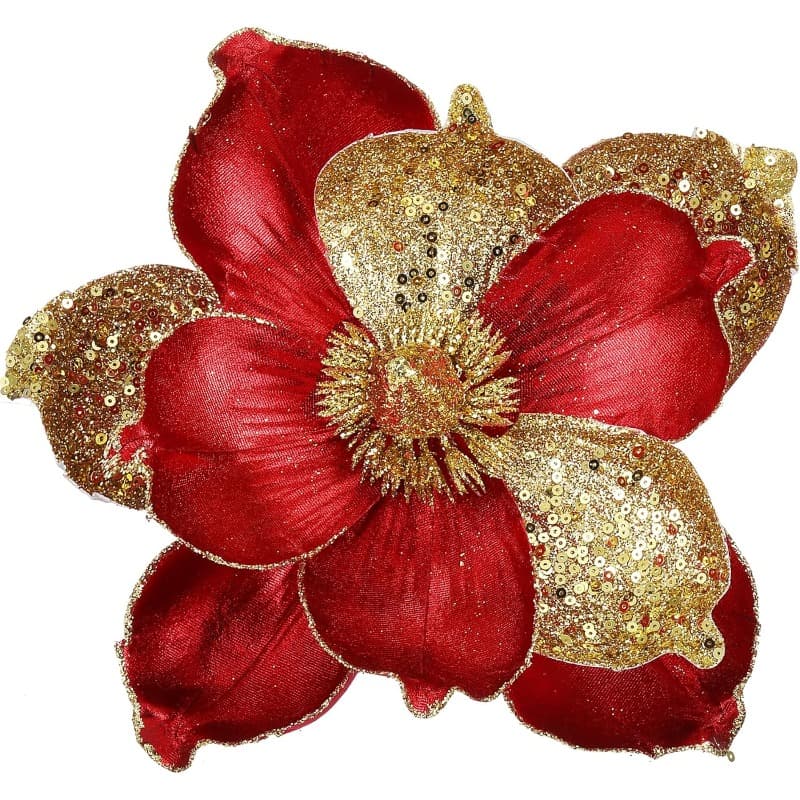 TEMU 2pcs 10" Large Glitter Christmas Flowers - Artificial Ornaments Fold Floral, For Christmas Tree Decorations, Xmas Tree New Year Party Wedding Centerpiece, Christmas Decor