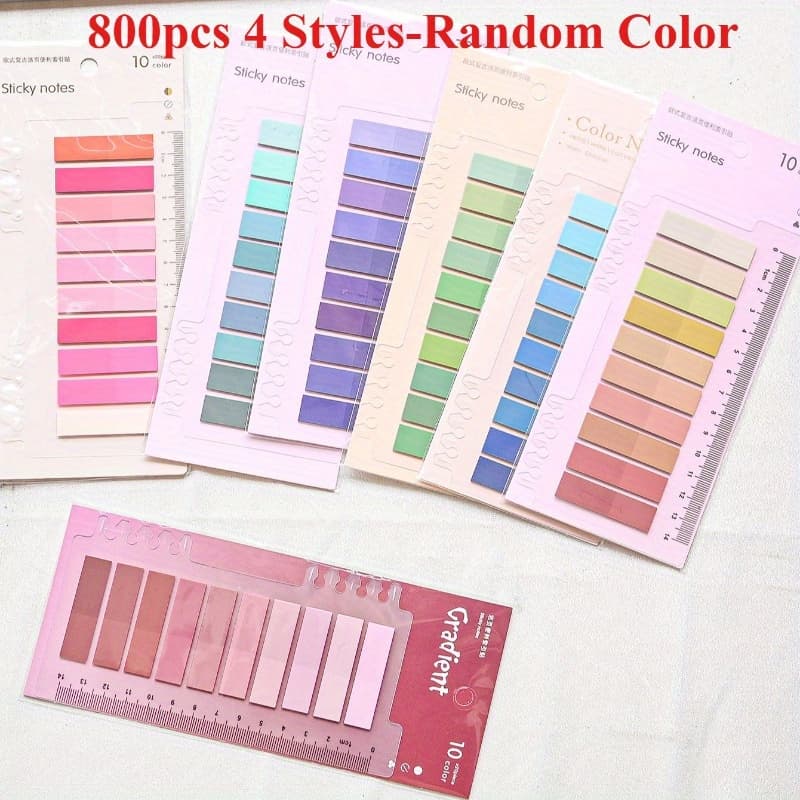 TEMU 800pcs Books Tabs For Annotating, Sticky Tabs Clear Sticky Notes, Morandi Page Markers For Notebooks, Multi-colored And Repositionable Book Flags Strip- Random Color