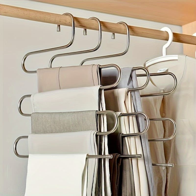 TEMU 2 Stainless Steel Hangers, Storage Racks That To 5 Layers, Perfect For Pants Storage Christmas Essentials