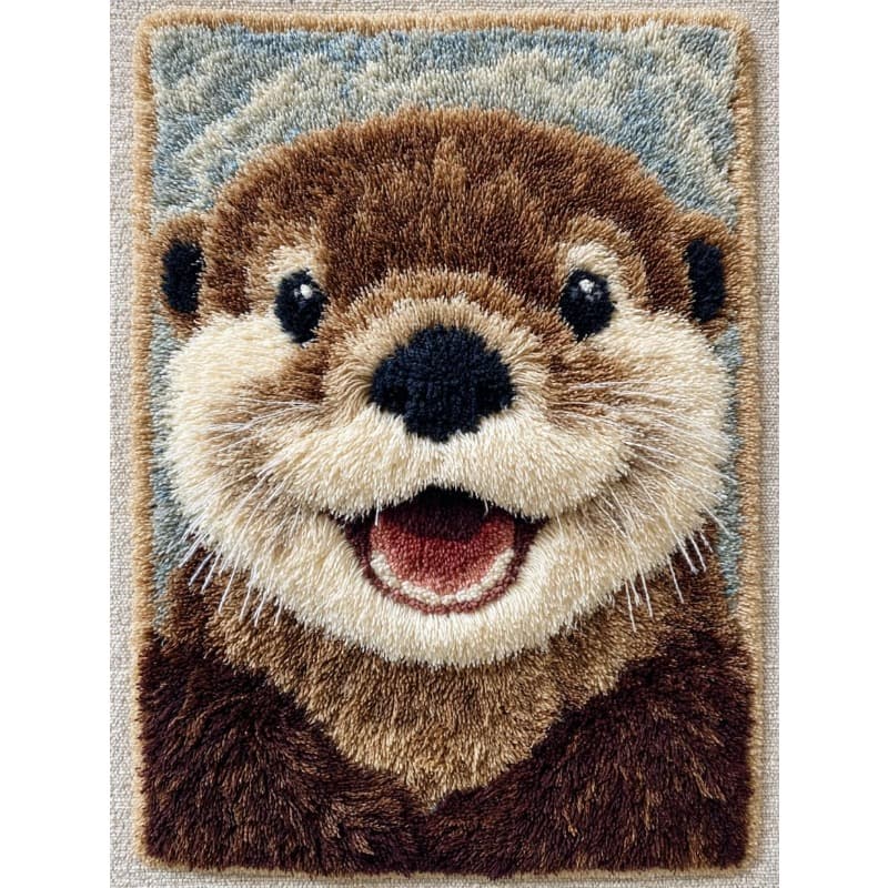 TEMU Latch Hook Rug Kit Cute Otter Easy For Beginners Crochet Yarn Hook And Latch Tapestry Mat Cushion Craft Set For Home Decor 40x60cm