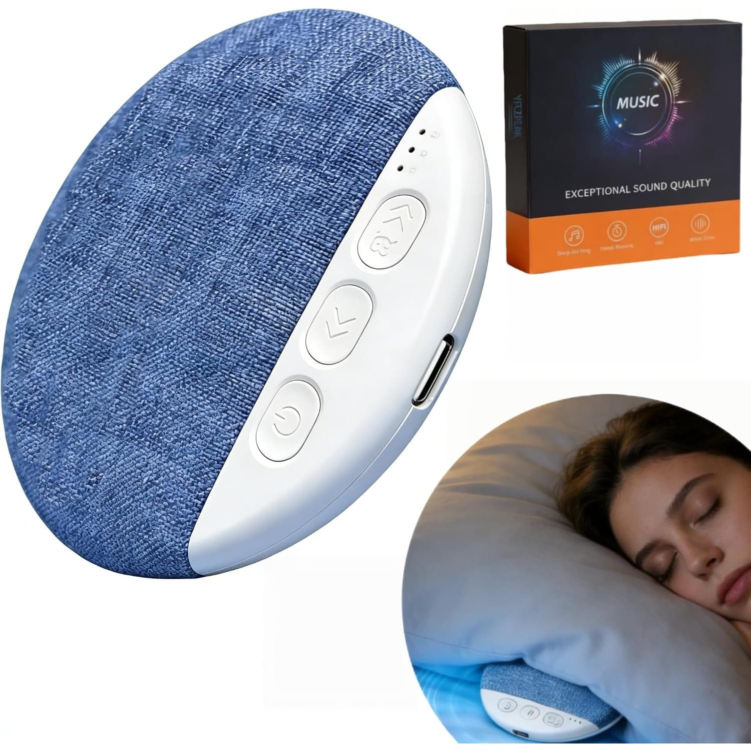 TEMU New Sleep Pillow Speaker, Wireless White Noise Pillow Speaker With Timer, Ultra-thin Stereo Private Sleep Speaker