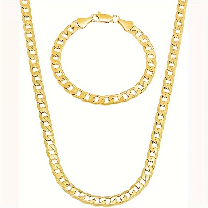TEMU New 925 Silver Cuban Necklace Bracelet Set, Suitable For Wives, , Mothers, Daughters' Anniversaries, Birthdays, Holidays, Special Occasions, Christmas Gifts