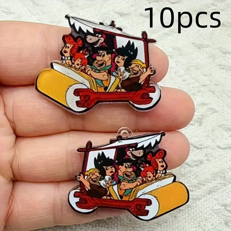 TEMU 2d Flat, 10pcs Cartoon Acrylic Charms - Bright 2d Pendants Designed For Bracelets, Necklaces, And Earrings - Durable And Lightweight Jewelry Additions