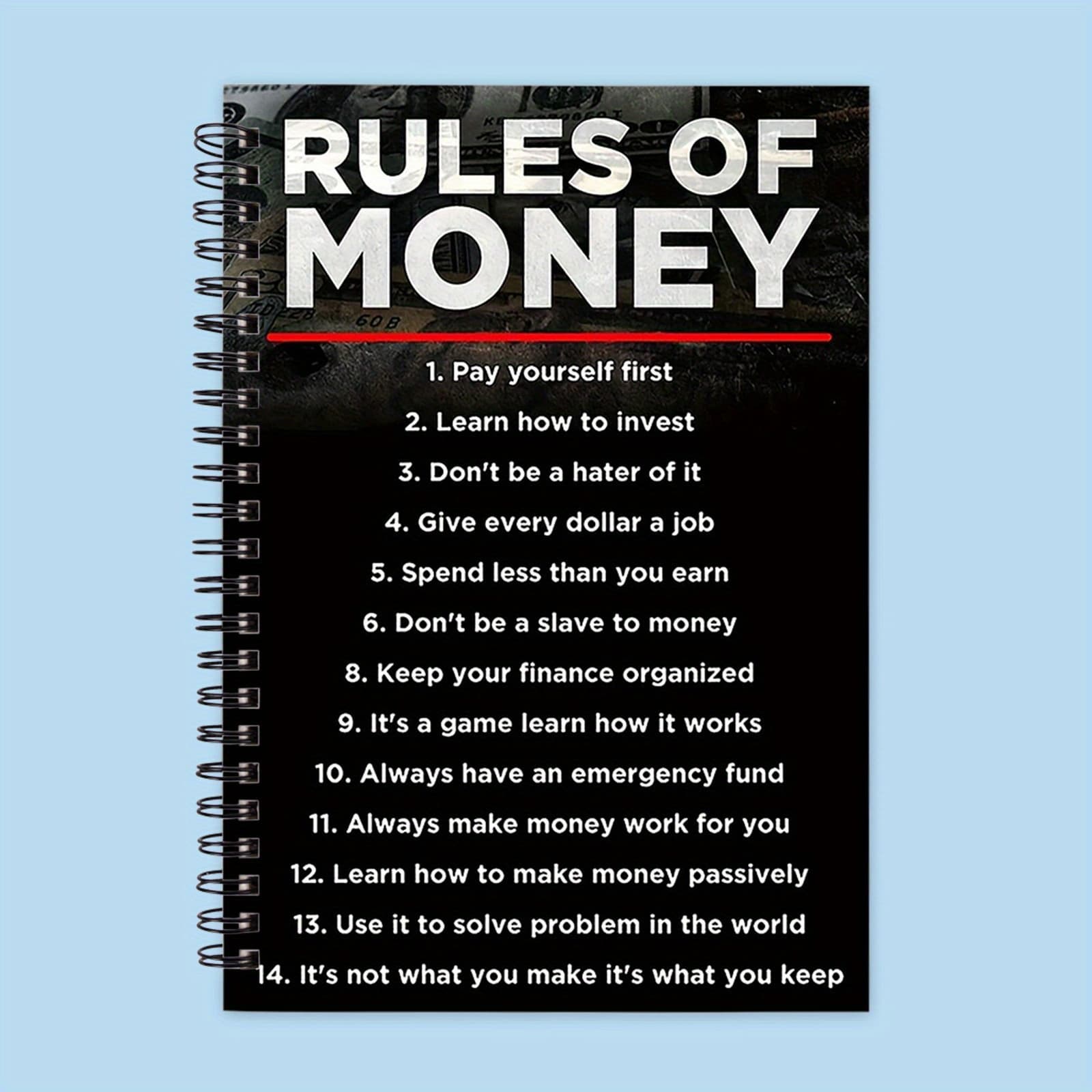 TEMU Financial Notebook - , Contains 14 Financial Rules, Red And Spiral Binding Financial Plan, Black Cover, Suitable For , Get Rich, Budget - Financial Guide