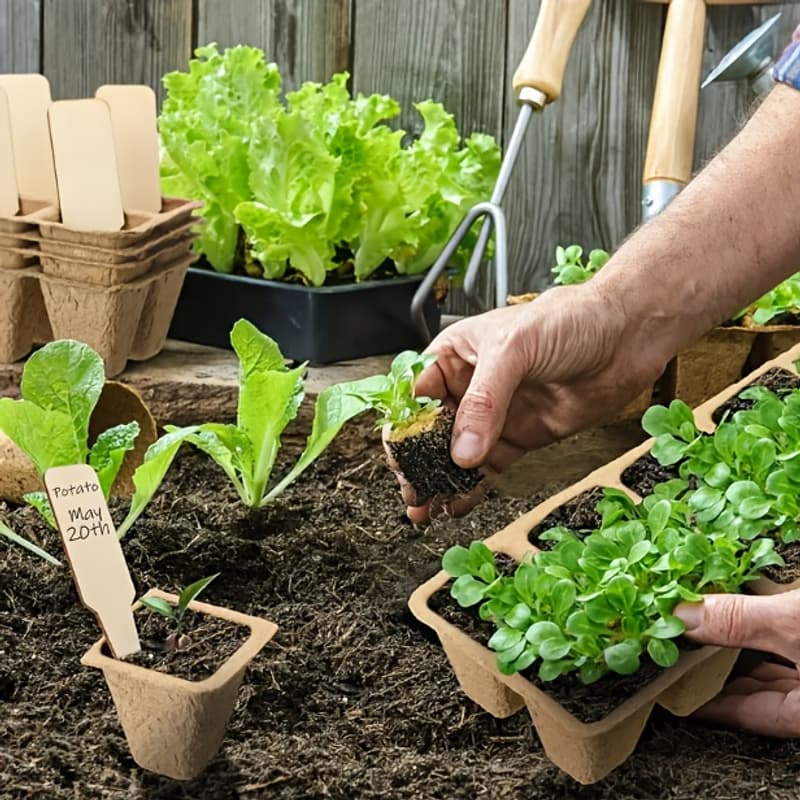 TEMU 100 Peat Paper Pots, Seedling Pots With Trays, Vintage Style, Includes 50 Labels And Multiple Additions, Suitable For Plant Growing Boxes, Transplanting Tools, And Seedling Starter Kits