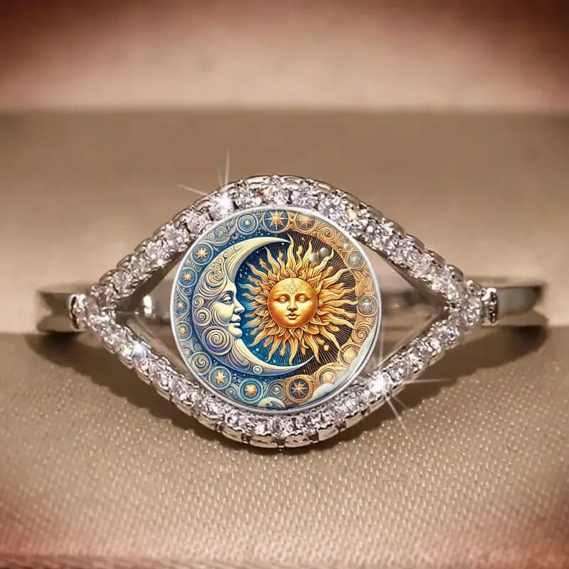 TEMU Celestial Bodies, Including The, Sun, And Stars, Along With The Rings And Beautifully Inspirational Jewelry, Perfect For Stylish Attire, Making It An Gift And A Trendy Fashion