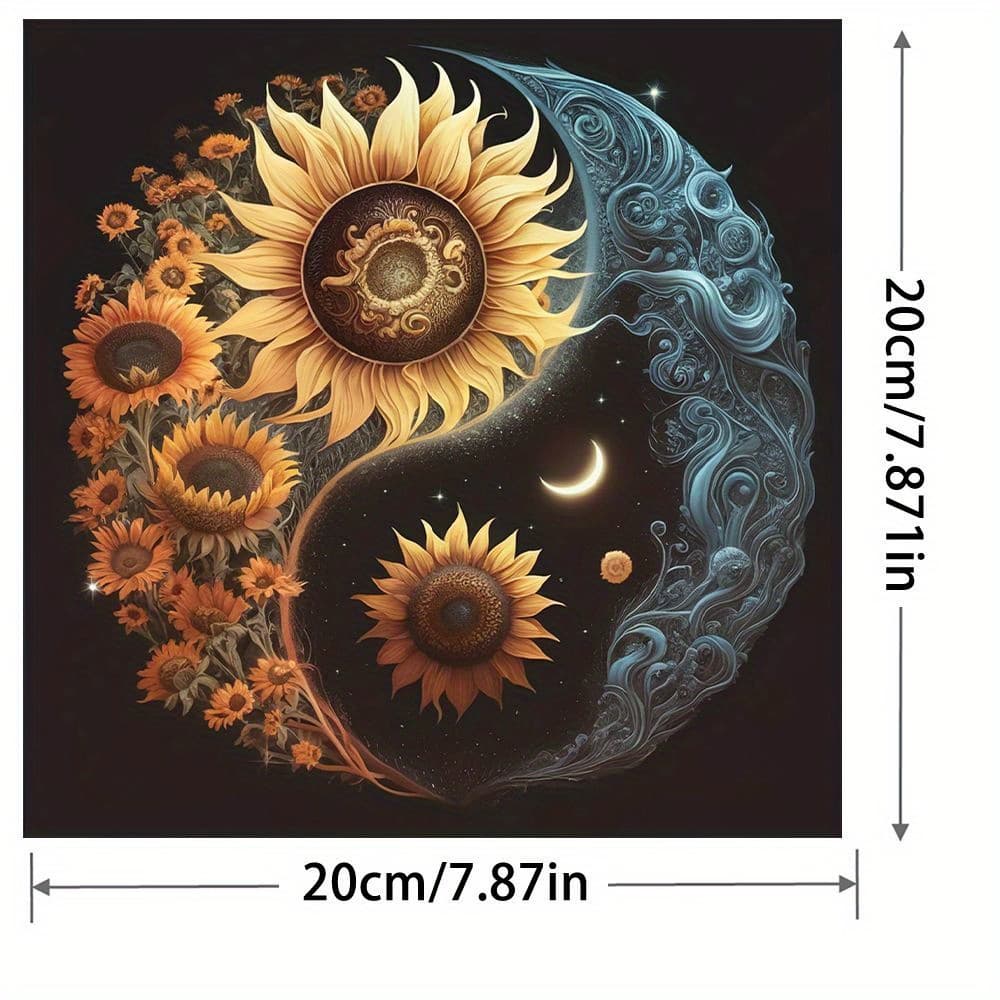 TEMU Stunning Sun - Moon Yin - Yang Themed Diy 5d Diamond Painting Kit, Sparkling Full - Drill Crystal Art Set On Frameless Canvas, Handmade Craft For Adults As A Wall Decor Gift For Thanksgiving And