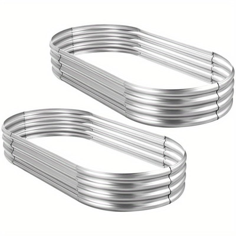 TEMU 1-piece/2-piece/4-piece Galvanized Raised Garden Bed Kit, Galvanized Planter Garden Box For Outdoor Use, Large Oval Metal Vegetable Growing Bed, Easy To Assemble Outdoors