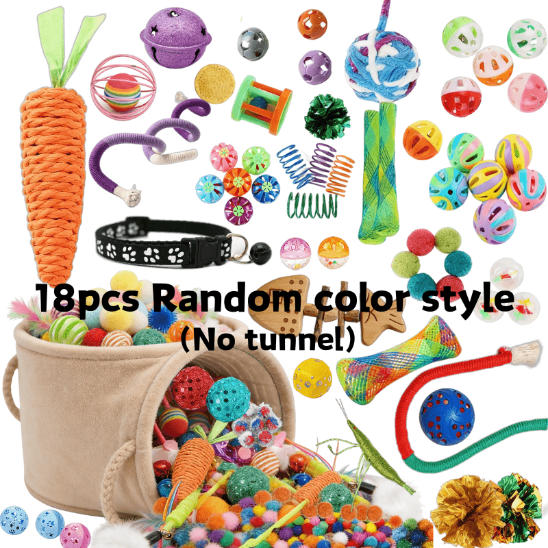 TEMU Random 18/21pcs Cat Toys, Random Color, Style And Material Cat Toy Assortment, For Home Cute Kittens To Play, Suitable For All Small Breeds Of Cats, Without Battery