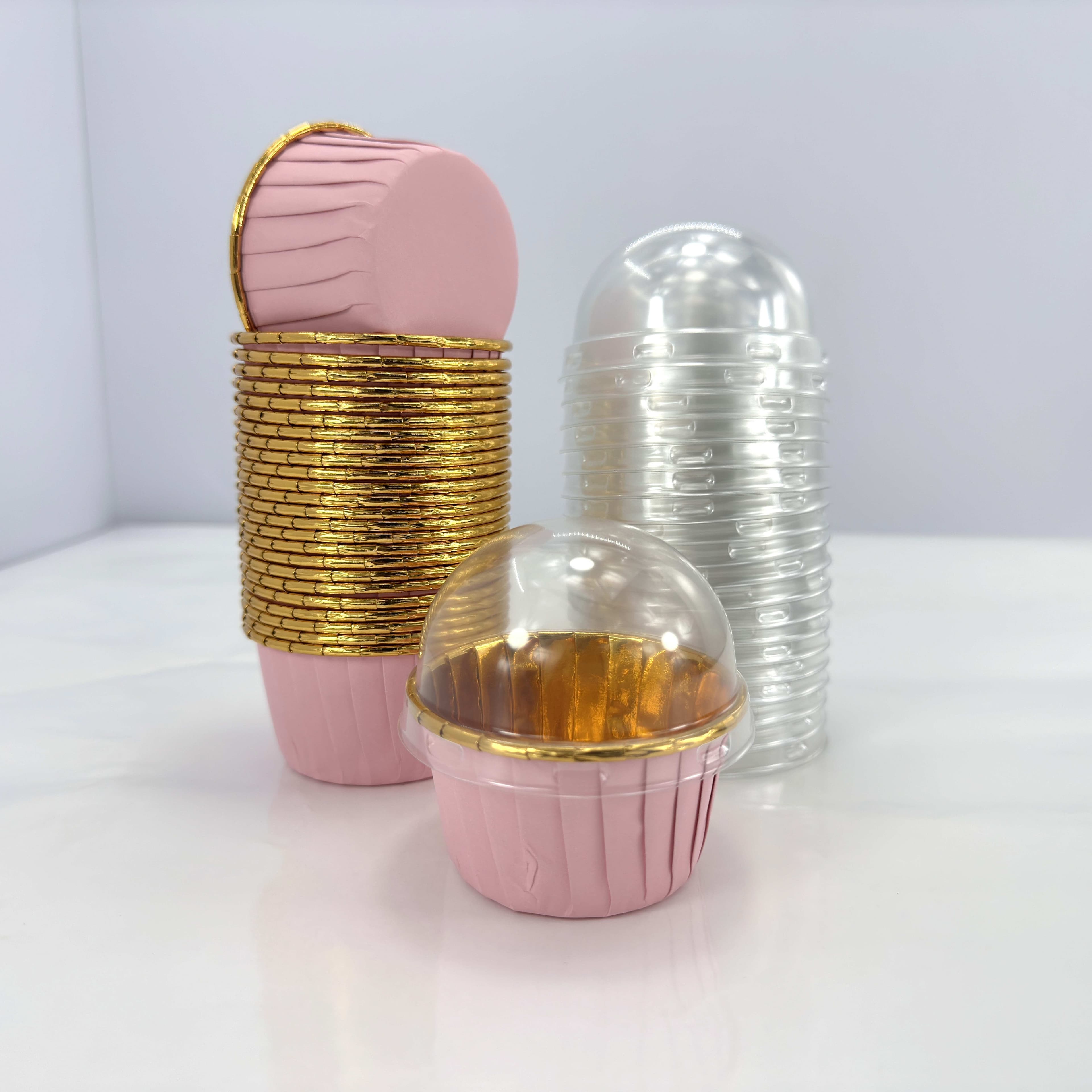 TEMU 49pcs Stylish Baking Cups With/without Covers - Elegant, , Dessert Decor, Holiday, Oven-ready