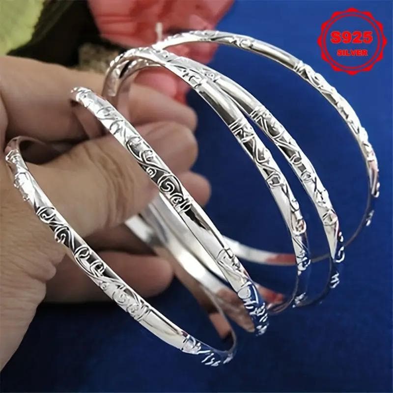 TEMU A Geometric Bracelet Made Of 925 Sterling Silver, Designed For Women, Featuring A Use And Is Hypoallergenic, Making It An Ideal Gift For