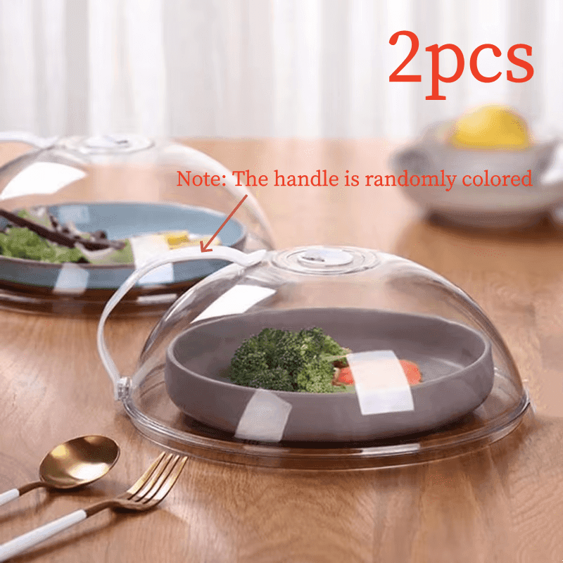 TEMU 2pcs Microwave Splash Guard Suitable For Food Transparent Microwave Splash Pot Cover, Bowl And Plate Serving Cover Is Essential For Home Kitchen