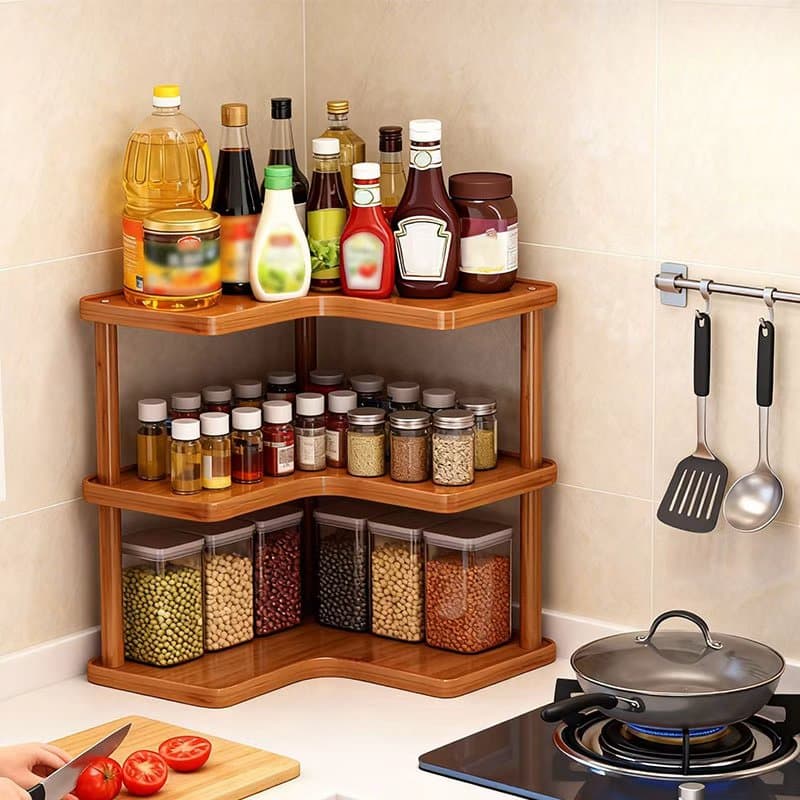 TEMU Triangular Design Fits Corner Storage Spaces. Oven Storage Rack Features Design For Organization Of Coffee Accessories, Cups, Kitchen , And More. Countertop Storage., Corner Shelves