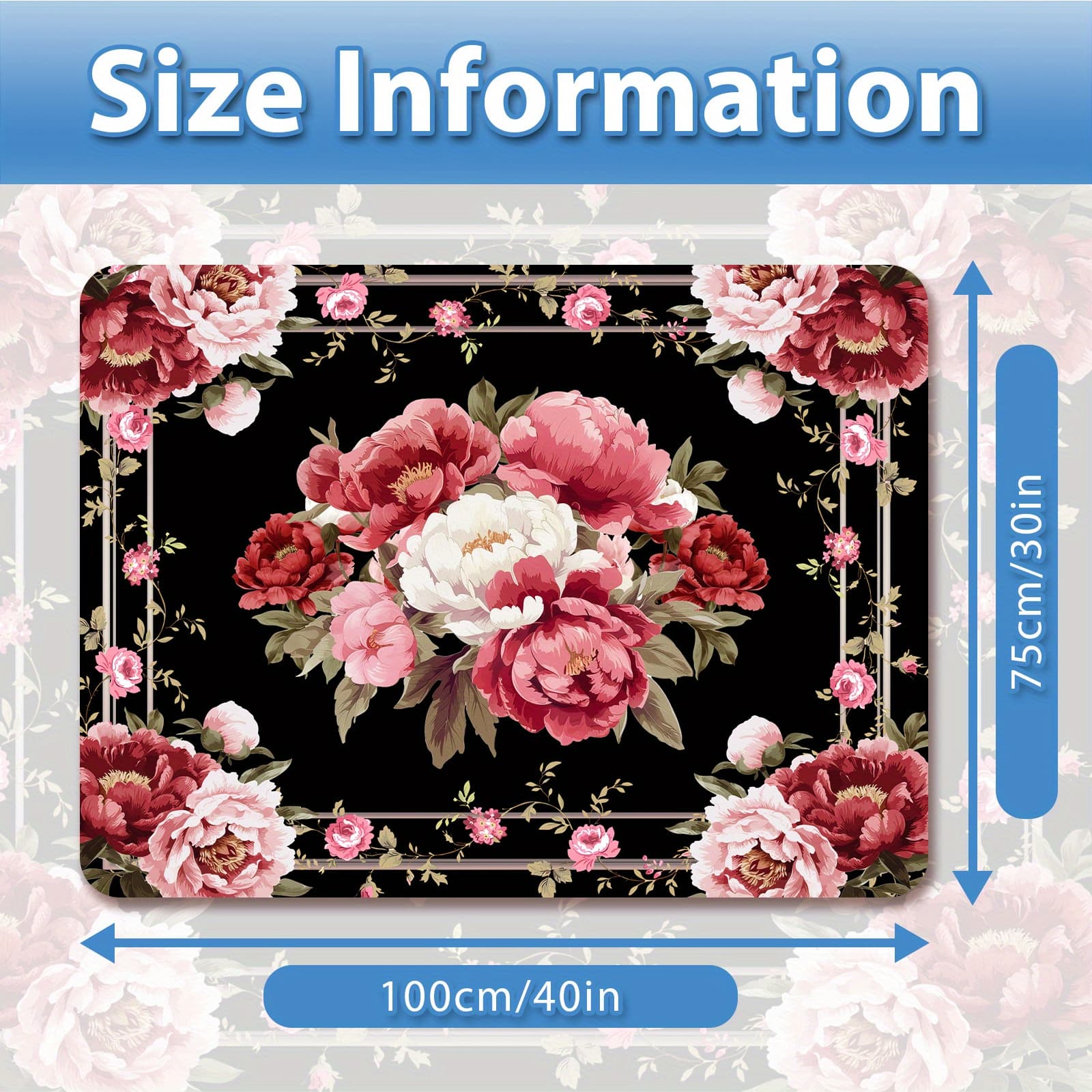 TEMU 1pc Car Rear Cargo Pad, Elegant Floral Arrangementthe , Anti-slip, Wear-resistant, Washable, Keep The Car Interior , , Pet Mat, Car Accessories Interior.