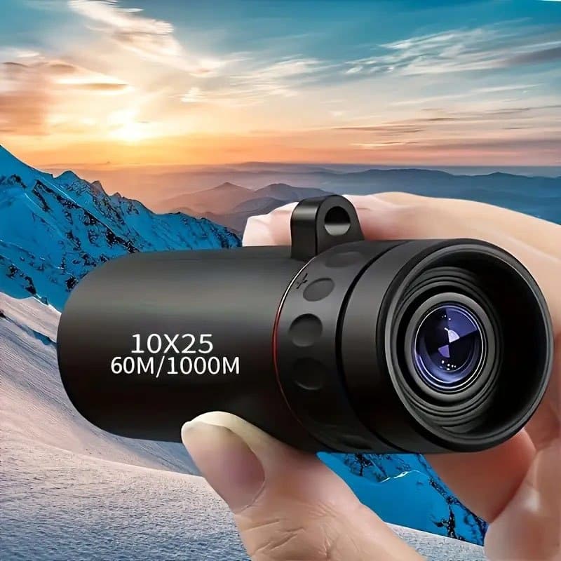 TEMU 10x25 Monocular Telescope With Dual-sided Lens & Fixed - Portable Compact Optics Suitable For Hiking, Camping, Bird Watching, Hunting, Fishing, Fixed Length Telescope For And, Easy-to-