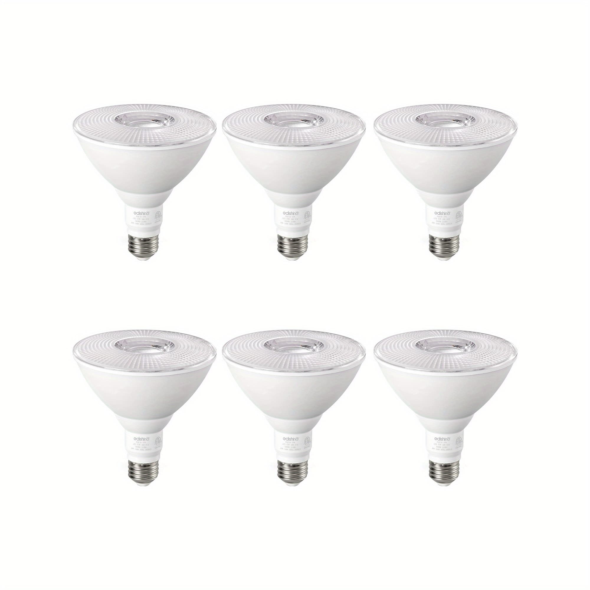 TEMU Edishine 6 Pack Flood Lights Outdoor, Dimmable Par38 Led Outdoor Flood Light Bulbs, 120w Equivalent, Ip65 Waterproof For Yard, Garage, Porch, 5000k Daylight White, 18w 1800lm, E26 Base