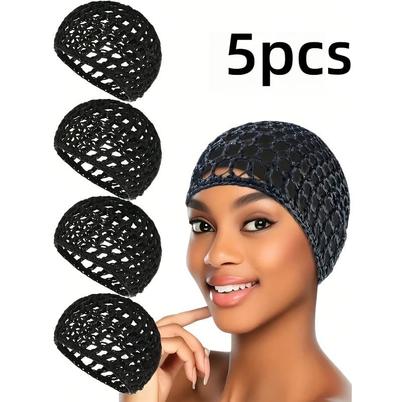 TEMU 5 Black Mesh Hairnets | Suitable For Adult Sleep, Wig And Styling Neutral Hair Protectors, Sleep Hairnets, Ballet Hair Additions, Mesh Woven Headbands, Women's Wig Caps
