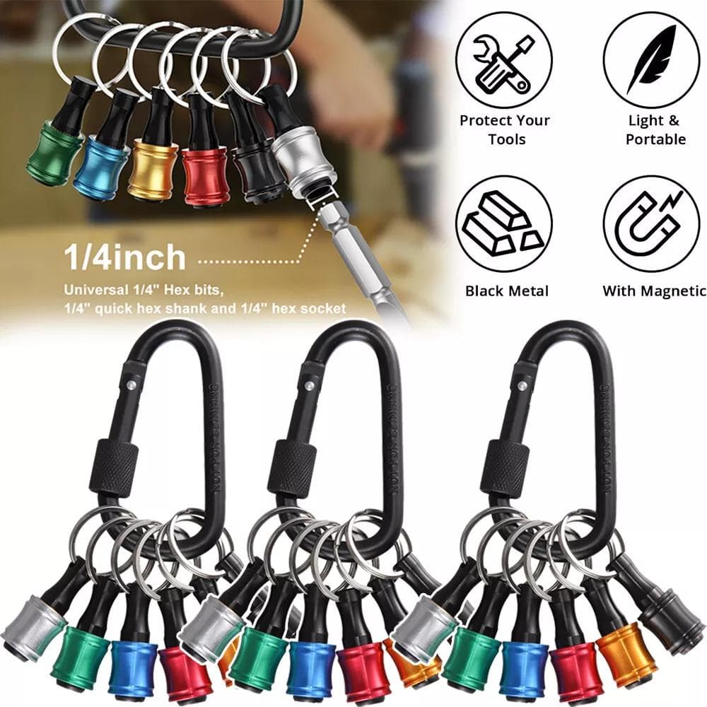 TEMU 3 Sets 1/4" Metal Drill Bit Holder With Keychain - Extension For Drill For Drivers