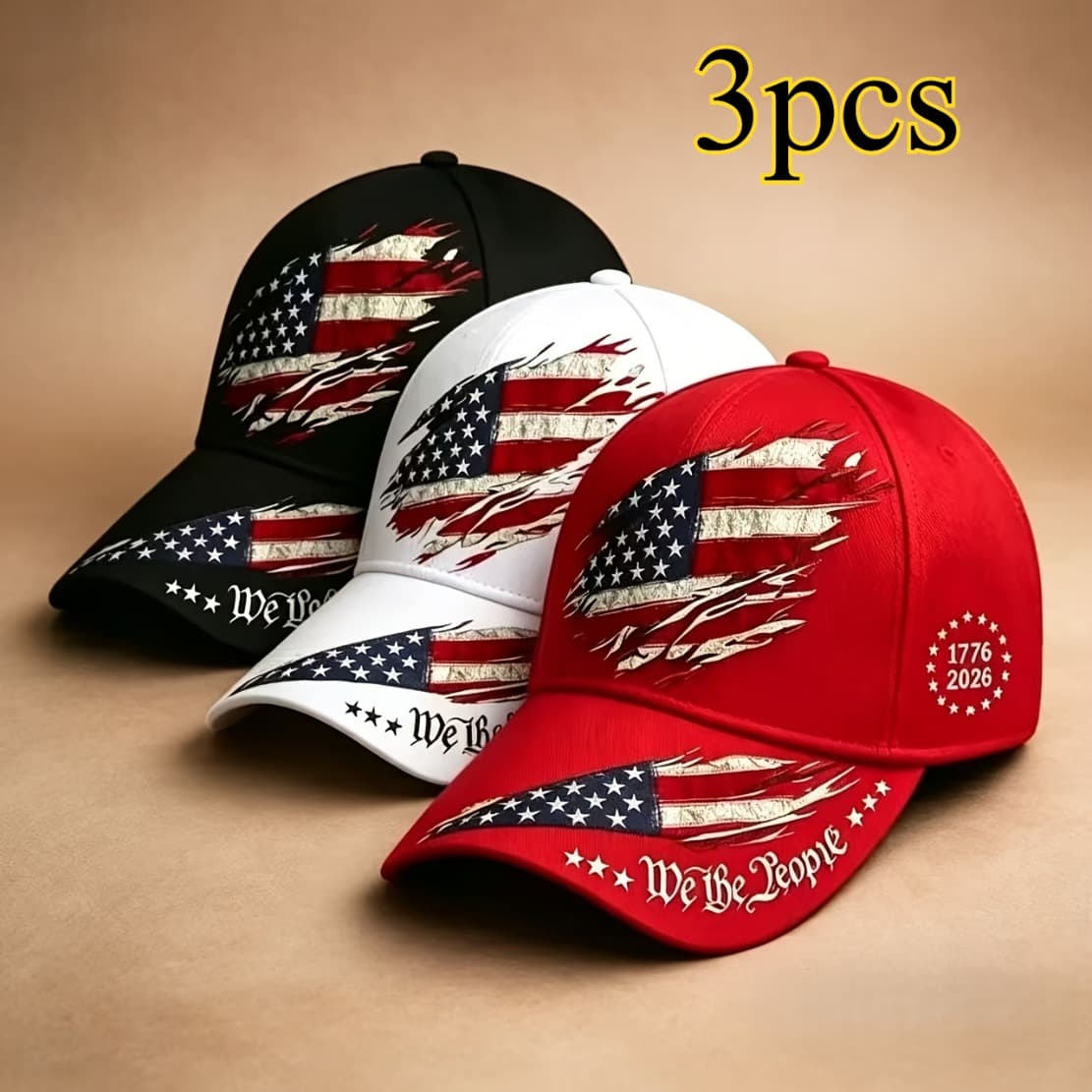 TEMU 3pcs 250th Anniversary Printed Baseball , Adjustable Unisex Sun Shading Duckbill , Suitable For Daily Wear And Day, Casual Versatile