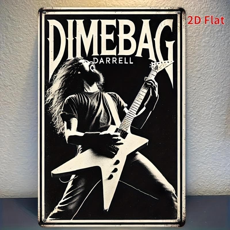 TEMU 2d Flat, A Single Piece Of Vintage Metal Sign - Retro Wall Art Featuring Guitar Design, Rustic Iron Wall Decoration Suitable For Home, Bar, Cafe, Garage, Farmhouse, And Bar Wall Art, 2d Flat