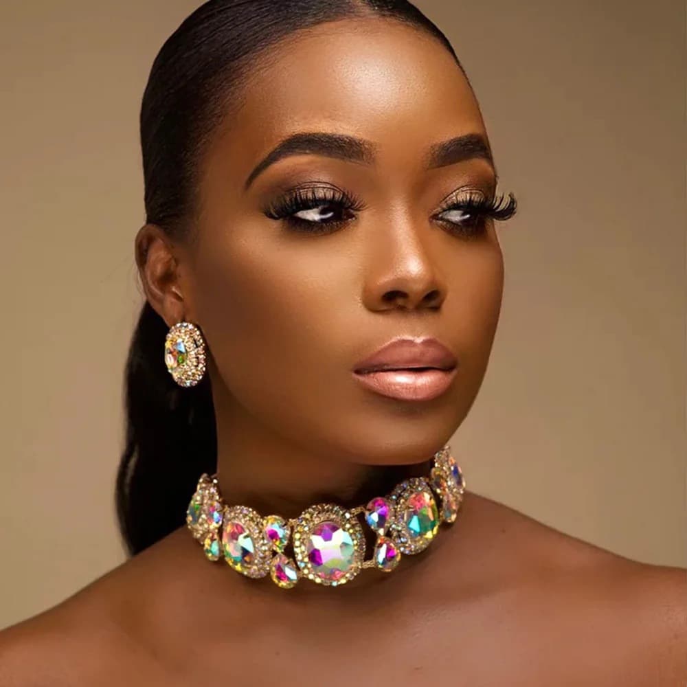 TEMU 3pcs Fashion Heavy Luxury Earrings Clavicle Chain Combination Banquet Elegant Women's Elegant Jewelry Set