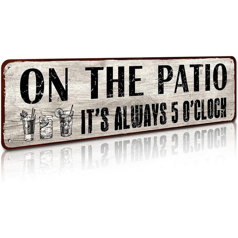 TEMU 4x16 Inches "on Patio 5 " Tin Sign - Wall-mounted Classic Bar & Pub Decor Suitable For Home, Patio, Porch - Durable Outdoor/ Metal Plaque With " 5 O'"