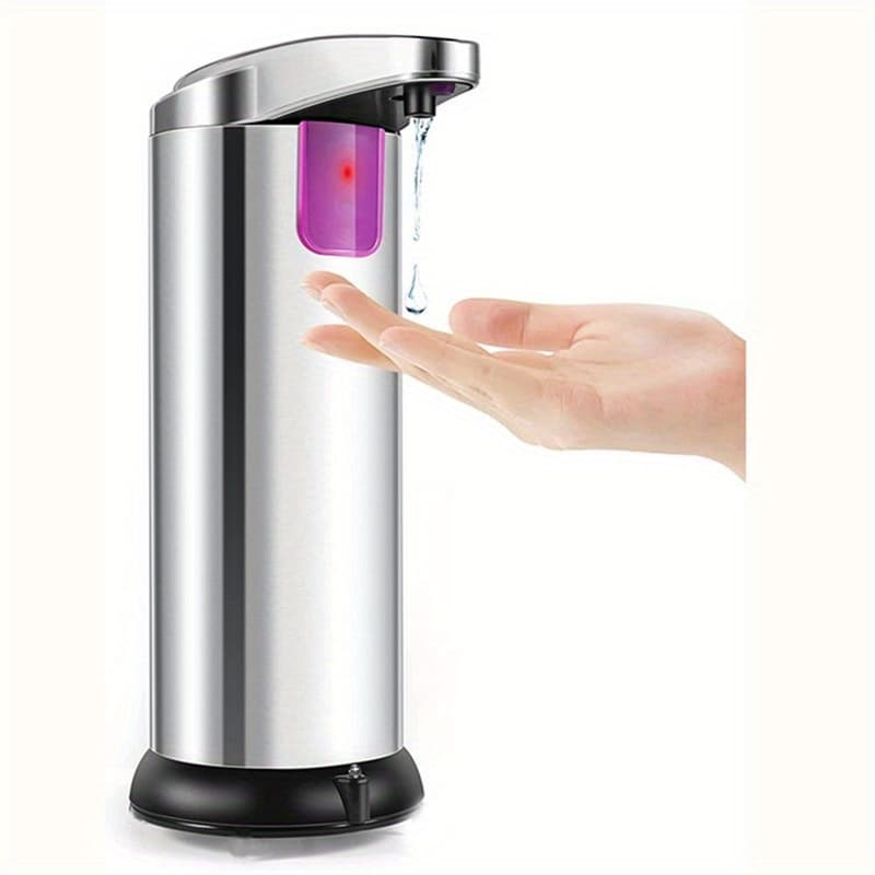 TEMU Sleek Stainless Steel Automatic Soap Dispenser With Motion Sensor - Mercury-free, Freestanding Design For Washing In
