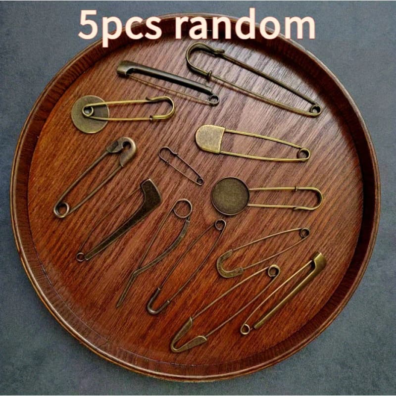 TEMU 5pcs Random Retro Bronze Sweater Shawl Large Button Needle Letter Large Pin Single Item Hole Shoe Accessory Easy Clean Face Irregular Alloy Large Button Needle