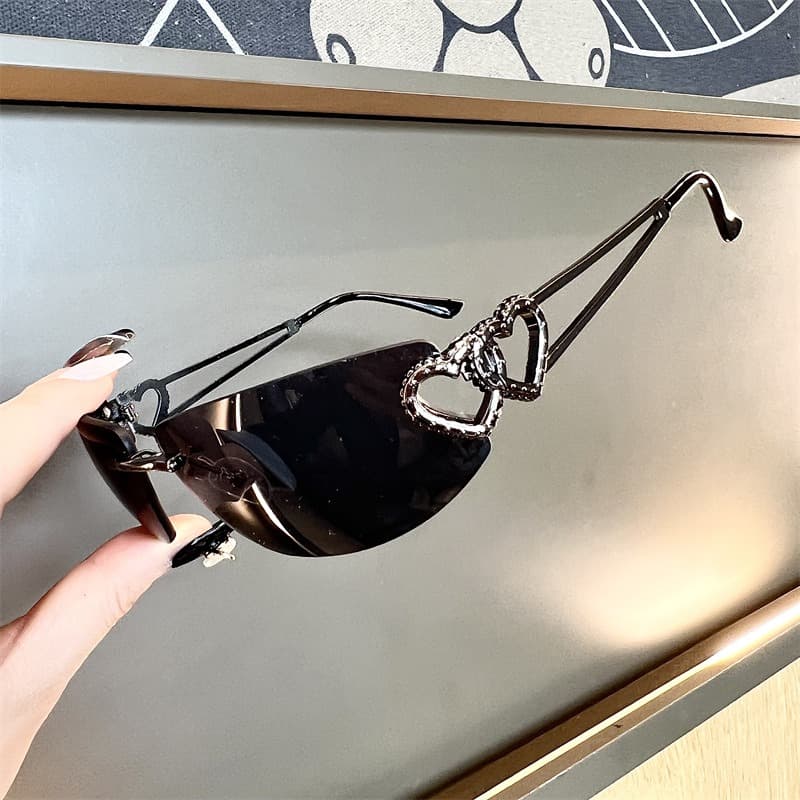 TEMU Oval Cat Eye Retro Frameless Mercury Love Hollow Y2k Sweet Cool