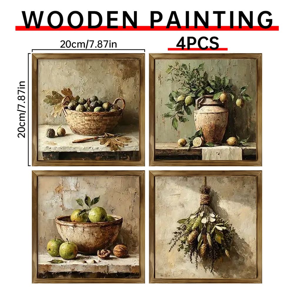 TEMU 2d Flat, 4pcs 7.87x7.87inch Wooden Home Decor Signboard Plaque, Wall Art, Farmhouse Decoration Summer Decor Suitable For Bedroom, Living Room, Kitchen, Holiday Gift, Room Decoration