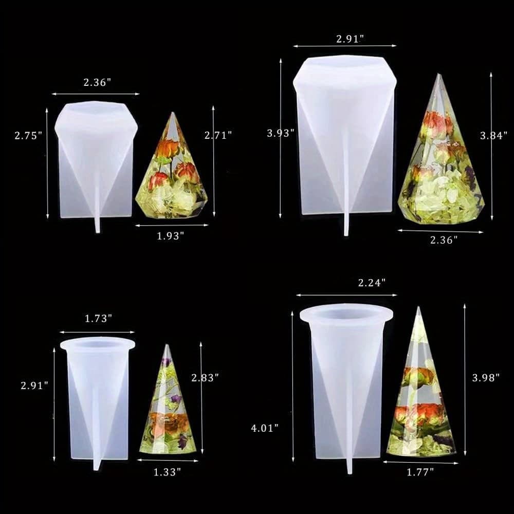 TEMU 4pcs Ring Cone Resin Mold, Ring Holder Molds Ring Cone Pyramid Silicone Molds For Resin Casting Diy Ring Jewelry Display Stand Wedding Decor Gifts