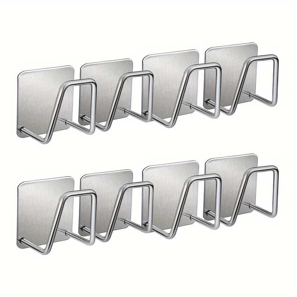 TEMU 8pcs Stainless Steel Hooks Wall Mounted Adhesive Hooks Drain Rack Sponge Holder Sink Rack Kitchen Bathroom No Drilling Sticky Hooks, Utility Hooks