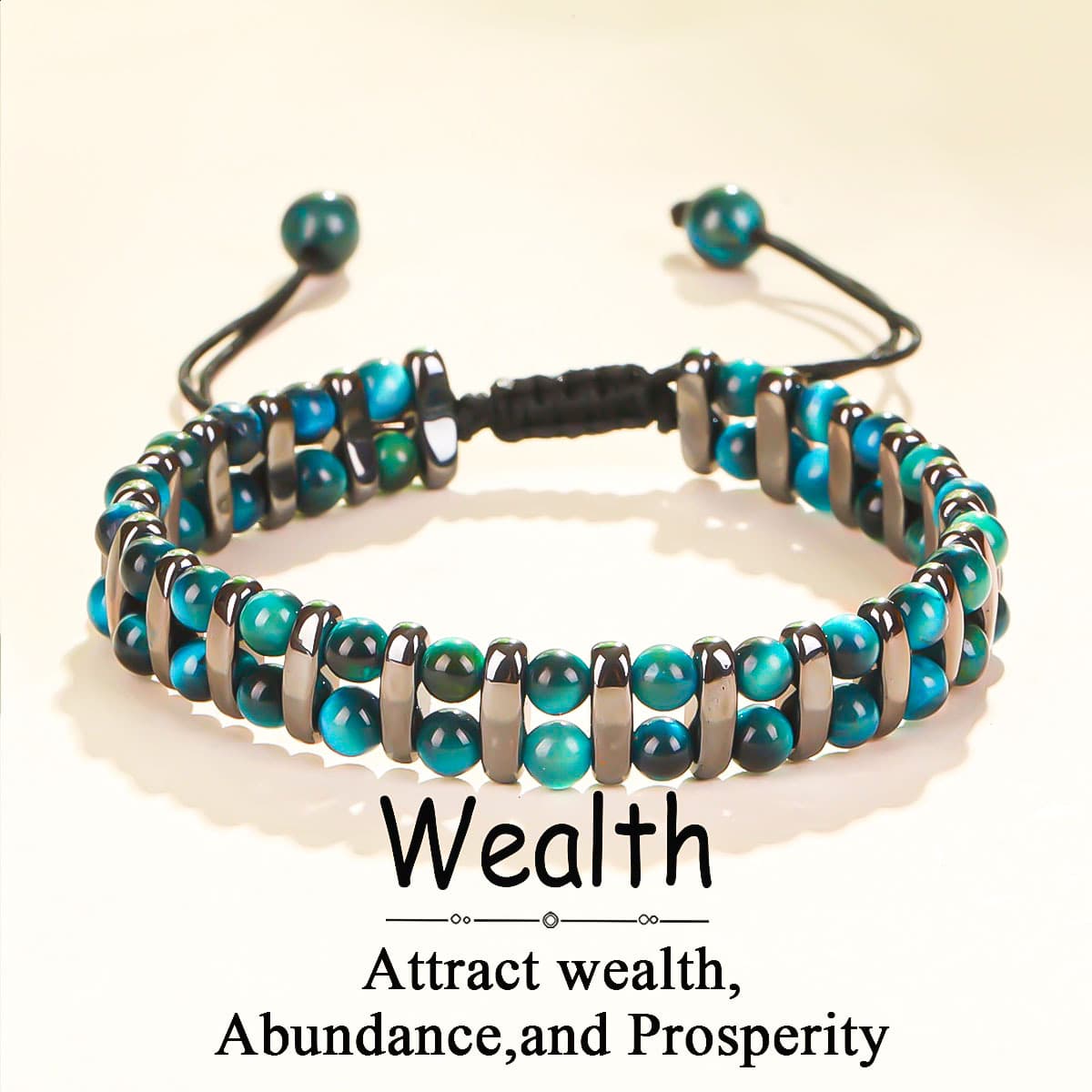TEMU Natural Stone Blue Eye Braided Rope Bracelet - Stretchable Double-layer Suitable For , Skin-friendly Suitable For Daily Wear, Gift For Teacher's Day, Graduation, Father's Day, Jewelry For And