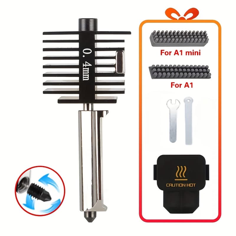 TEMU Hot End Kit For /a1 Mini 3d Printer - 4 Nozzle Sizes (0.2/0.4/0.6/0.8mm), Compatible With A1/a1 Mini Extruder, , Replacement Parts & Additions