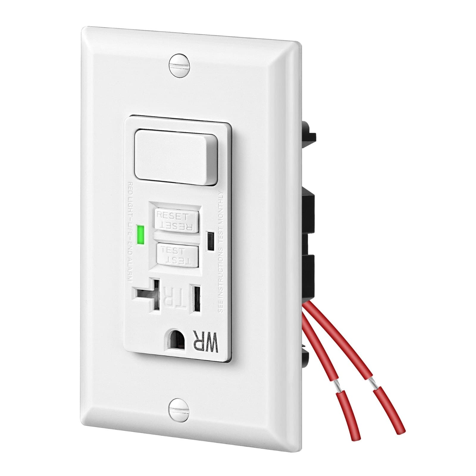 TEMU Dewenwils 20a Gfci Switch Outlet Combo, Tamper-resistant Gfci Electrical Outlet, 20 Amp Gfci Outlet, Ground Fault Circuit Interrupter, With Led Indicator, White-hgfs20a