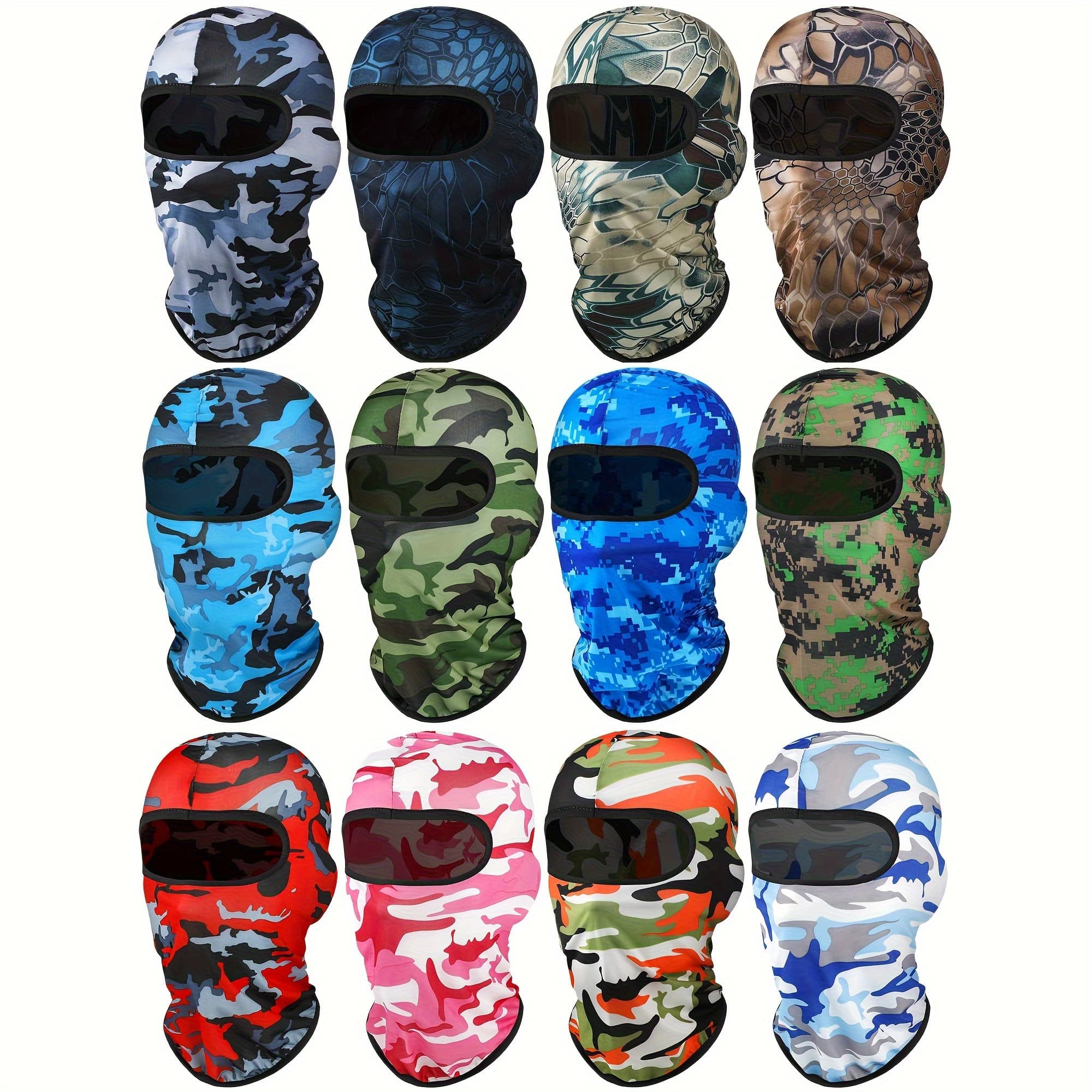 TEMU 12pcs Full Face Balaclava Mask For Women- Windproof Headgear, Suitable For Skiing And Outdoor Cycling