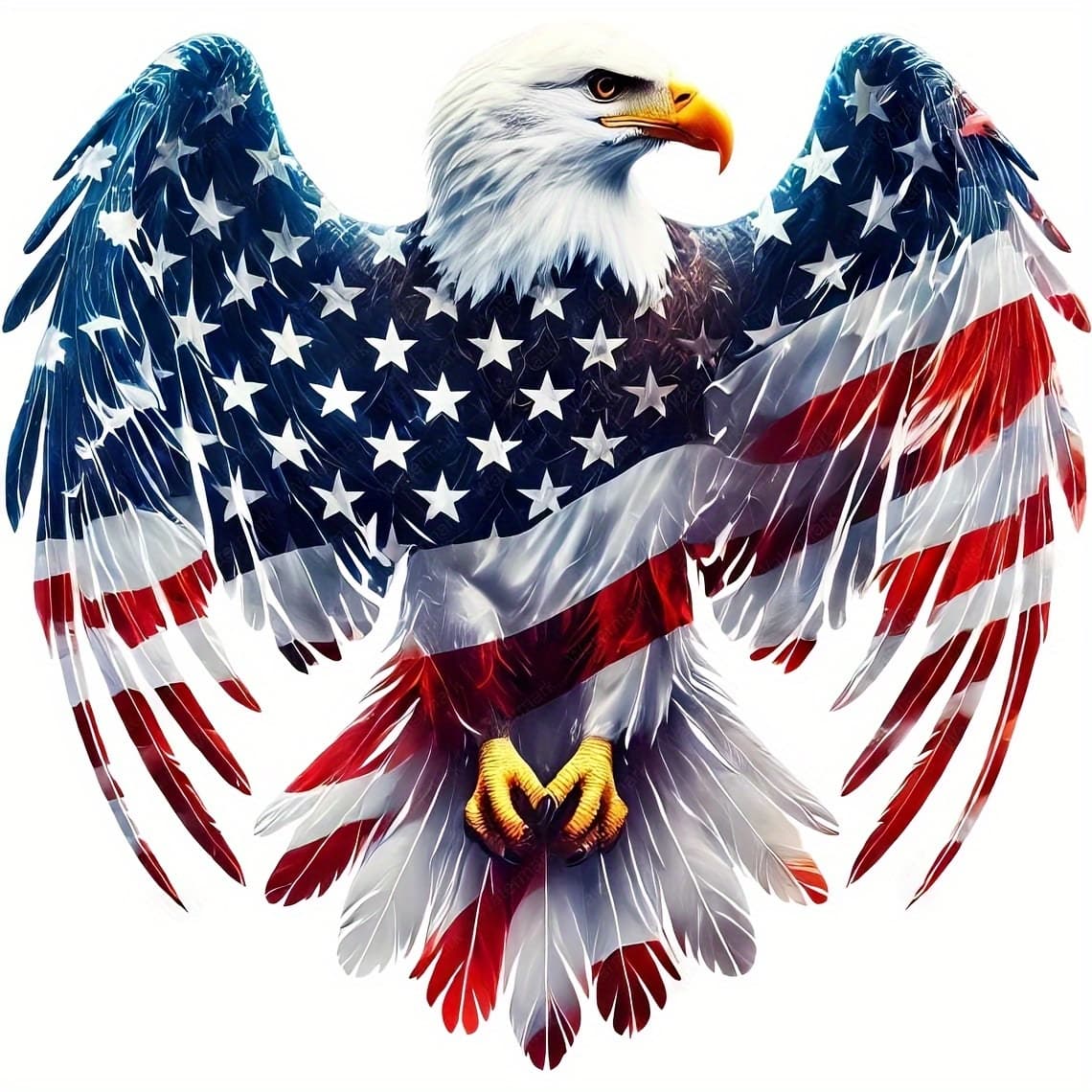 TEMU Patriotic Eagle American Flag Vinyl Stickers - High-transmissive , Dual-sided Scratch-resistant Decals For Motorcycle, Car Bumper & Body Decoration (self-adhesive, Irregular Shape)