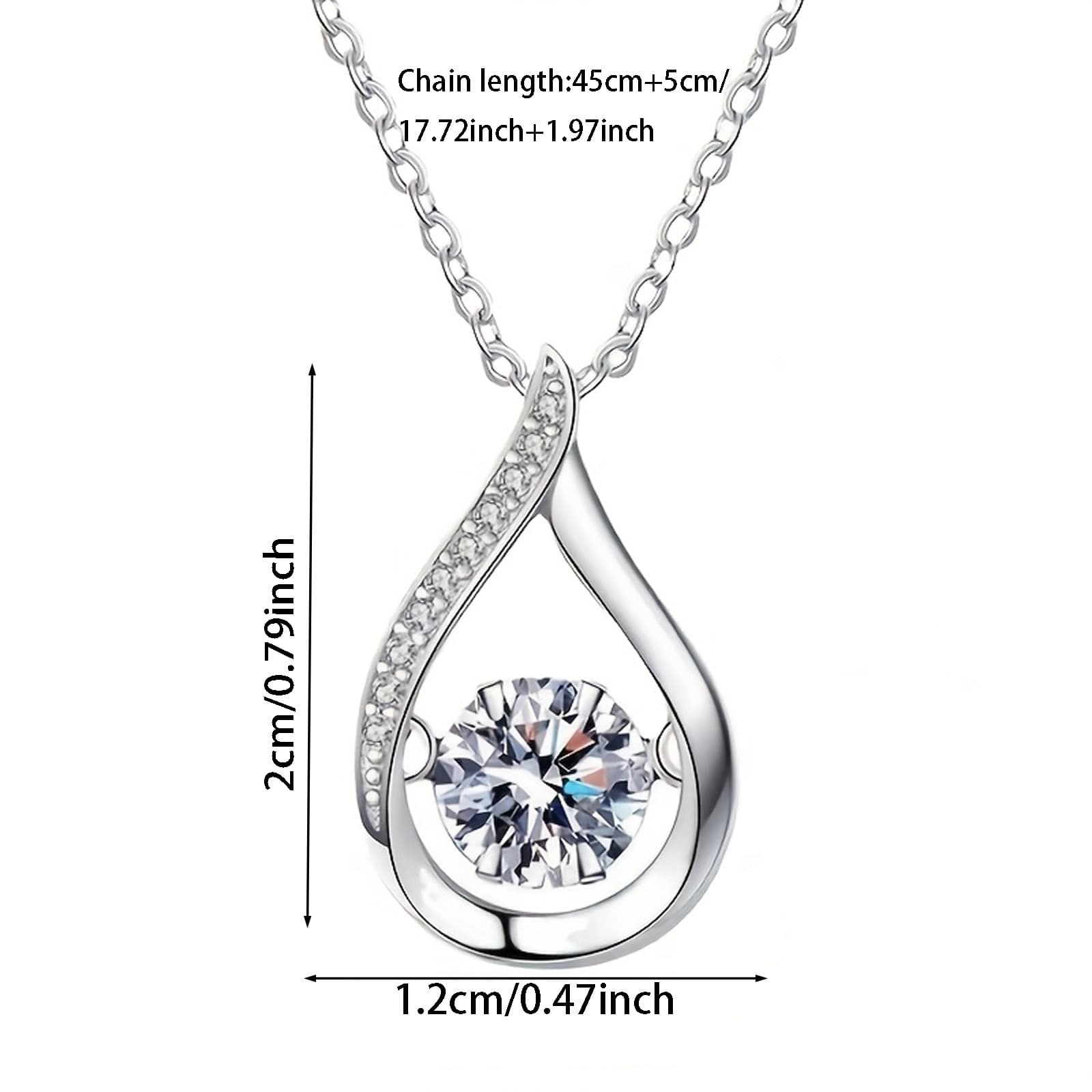 TEMU Elegant Teardrop Pendant Necklace For Women, Versatile For Parties, Anniversary Jewelry Gift, Accessory, Women's Collarbone Chain, Women's Jewelry Accessory