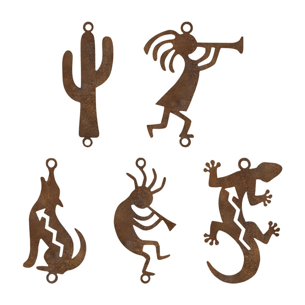 TEMU 5pcs Metal Decor Set, Rusted Sculpture Hanging Ornaments, Wall Art Craft For Indoor & Outdoor Decoration - Housewarming Gift